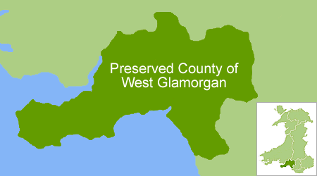 Map showing the Preserved County of West Glamorgan